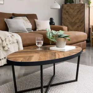 Dark Bronx Chevron Oak Effect Large Coffee Table
