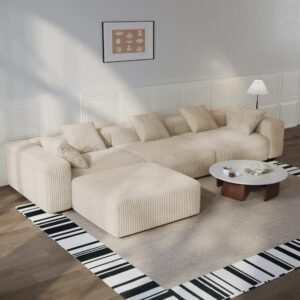 Corduroy Modular Wide Seat Chaise Sofa Block